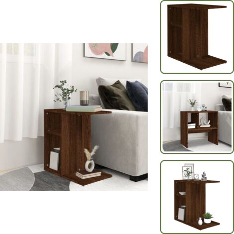 Mesa de sofá - vidaXL Mesa auxiliar de madera contrachapada marrón roble 50x30x50 cm - Diseño flexible