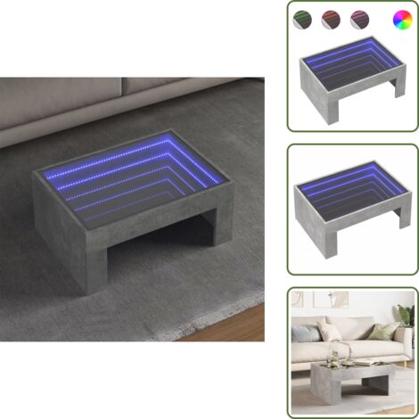 Mesa de sofá - vidaXL Mesa de centro con Infinity LED gris hormigón 70x50x30 cm - Mesa de centro con luz