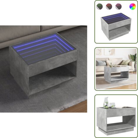 Mesa de sofá - vidaXL Mesa de centro con Infinity LED gris hormigón 70x50x50 cm - Mesa de centro con luz