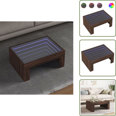 Mesa de sofá - vidaXL Mesa de centro con Infinity LED marrón roble 70x50x30 cm - Mesa de centro con luz