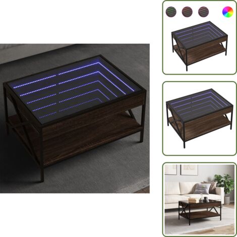 Mesa de sofá - vidaXL Mesa de centro con Infinity LED marrón roble 70x50x38 cm - Mesa de centro con luz
