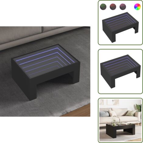 Mesa de sofá - vidaXL Mesa de centro con Infinity LED negro 70x50x30 cm - Mesa auxiliar