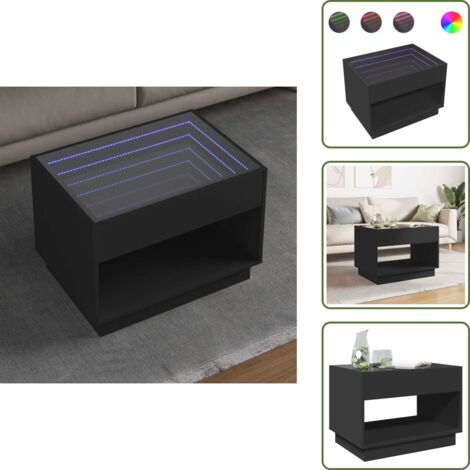 Mesa de sofá - vidaXL Mesa de centro con Infinity LED negro 70x50x50 cm - Mesa de centro con espejo