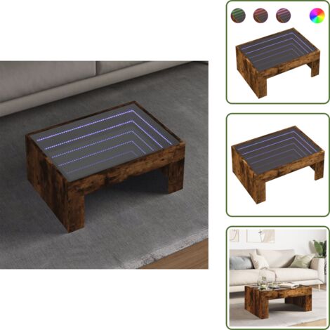 Mesa de sofá - vidaXL Mesa de centro con Infinity LED roble ahumado 70x50x30 cm - Mesa de centro con luz