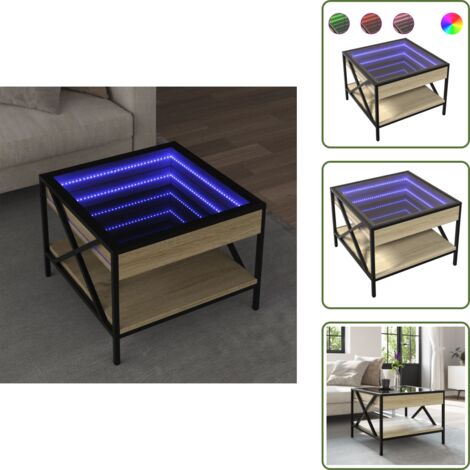 Mesa de sofá - vidaXL Mesa de centro con Infinity LED roble Sonoma 50x50x38 cm - Mesa de centro con luz