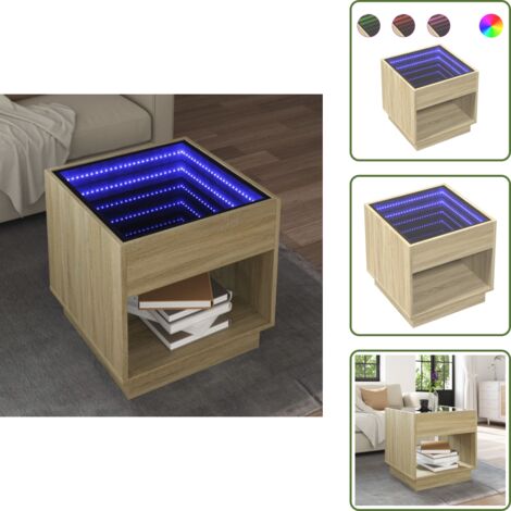 Mesa de sofá - vidaXL Mesa de centro con Infinity LED roble Sonoma 50x50x50 cm - Mesa de centro con luz