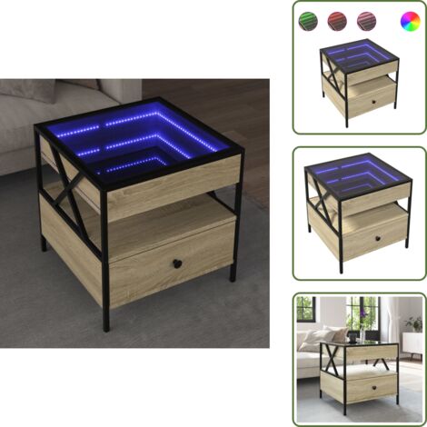 Mesa de sofá - vidaXL Mesa de centro con Infinity LED roble Sonoma 50x50x51 cm - Mesa de centro con espejo