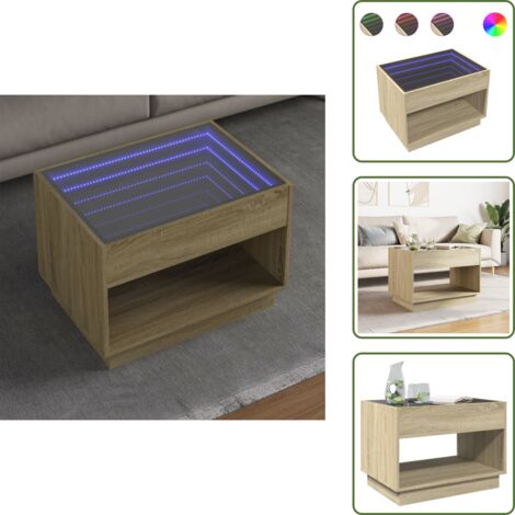 Mesa de sofá - vidaXL Mesa de centro con Infinity LED roble Sonoma 70x50x50 cm - Mesa de centro con luz