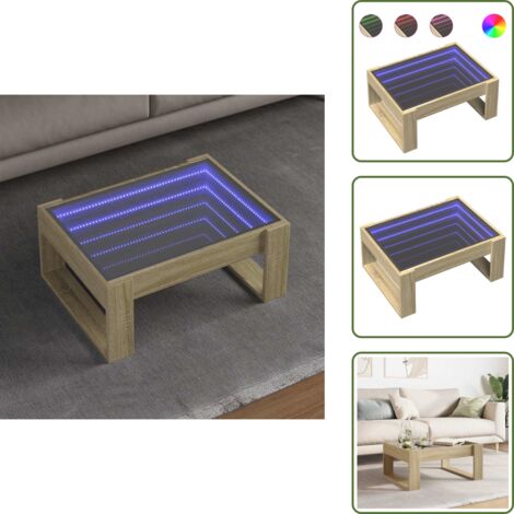 Mesa de sofá - vidaXL Mesa de centro con Infinity LED roble Sonoma 70x53x30 cm - Mesa de centro con espejo