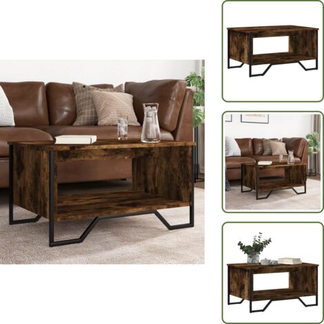 Mesa de sofá - vidaXL Mesa de centro madera contrachapada roble ahumado 75x51x40 cm - Madera contrachapada