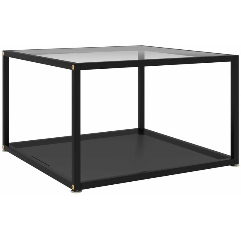

Mesa de te transparente vidrio templado y negro 60x60x35 cm