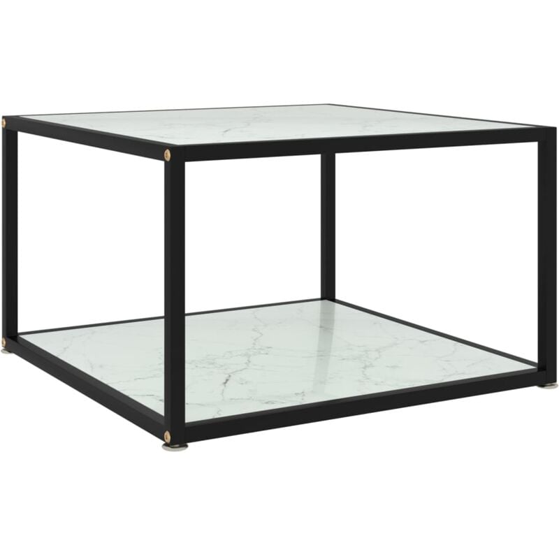 

vidaXL Mesa de Té Vidrio Templado Blanco 60x60x35 cm - Blanco