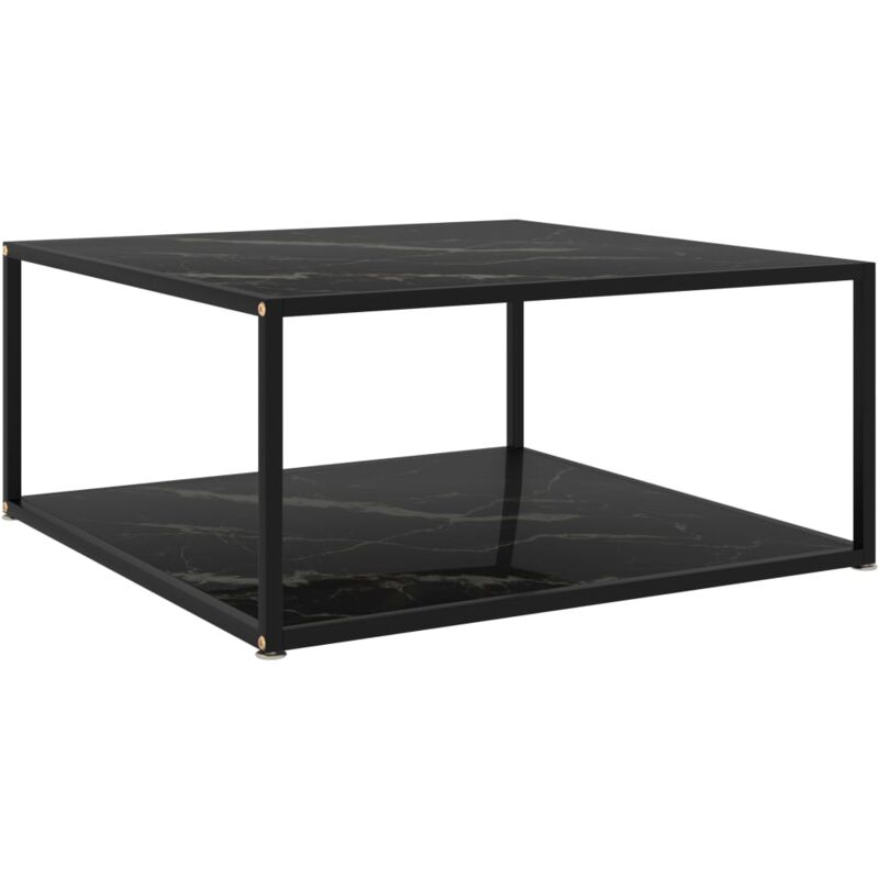 

vidaXL Mesa de Té Vidrio Templado Negro 80x80x35 cm - Negro