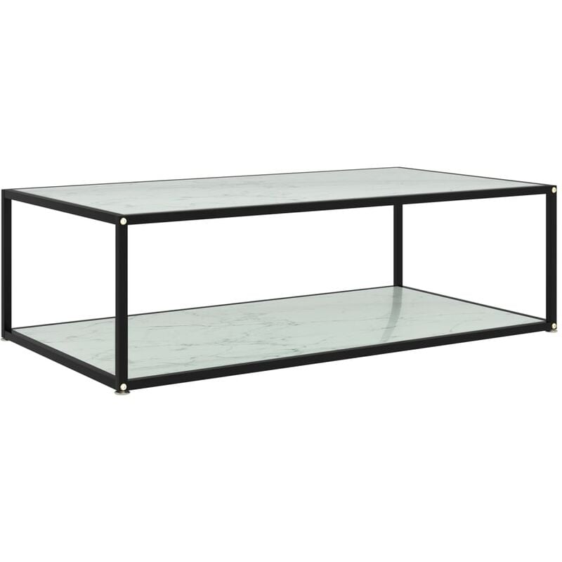 

vidaXL Mesa de Té Vidrio Templado Blanco 120x60x35 cm - Blanco