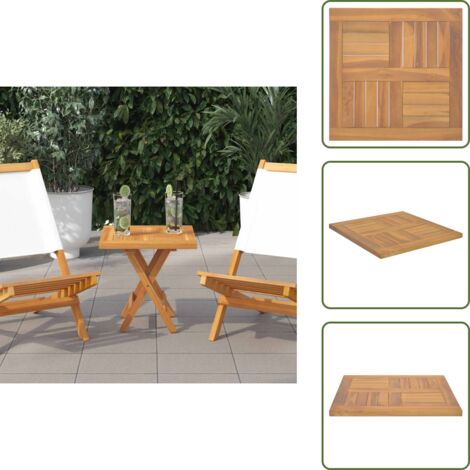 Mesa de teca - vidaXL Tablero de mesa cuadrado madera maciza de teca 50x50x2,5 cm - Mesa de madera maciza