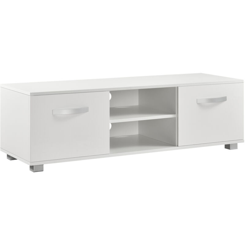 

Mesa de Tele - 120 x 40 x 38 cm - Cómoda - Mueble de salón para TV - con 2 Puertas y Estantes - Almacenamiento - Blanco