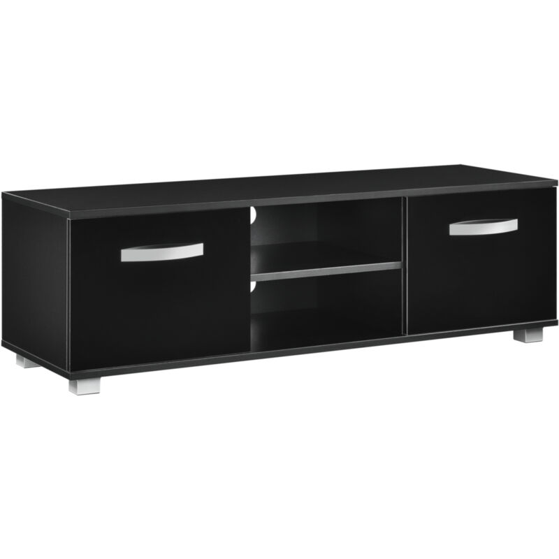 

Mesa de Tele - 120 x 40 x 38 cm - Cómoda - Mueble de salón para TV - con 2 Puertas y Estantes - Almacenamiento - Negro