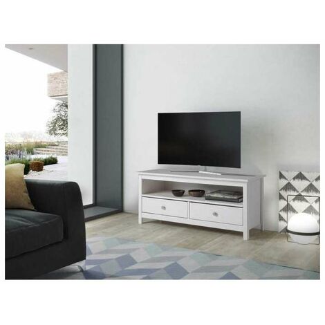 DGR-IMPORT Mesa de television Tabac, pino macizo blanca 48 cm(alto)110 cm(ancho)47 cm(largo)