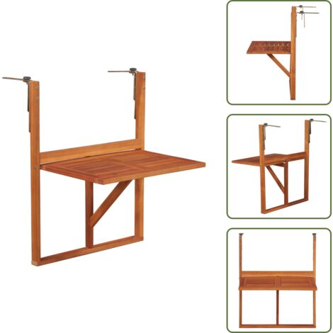 Mesa de terraza - vidaXL Mesa de balcón colgante madera de acacia maciza 64,5x44x80 cm - Mesa de jardín