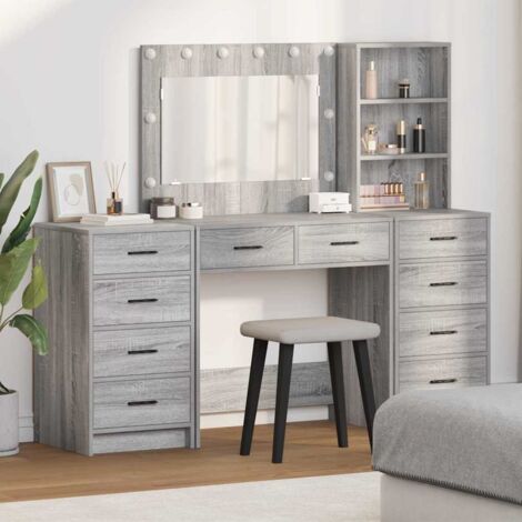 Mesa de tocador con cajón 3 pcs Gris 40 x 41 x 135 cm