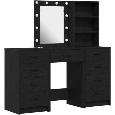 Mesa de tocador con cajón 3 pcs Negro 40 x 41 x 135 cm