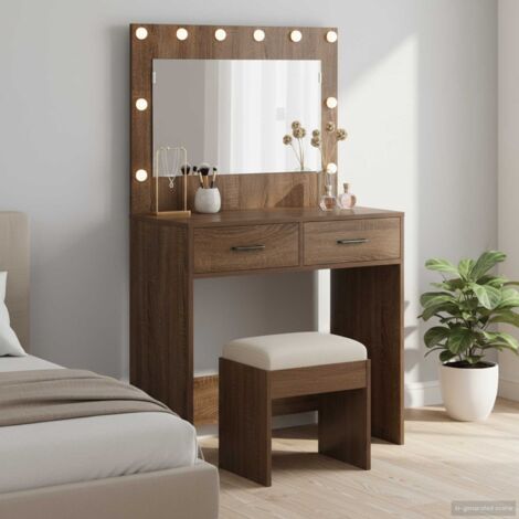 Mesa de Tocador con cajón Marrón roble 78.5 x 41 x 135 cm