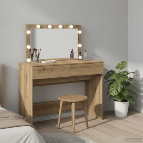 Mesa de tocador con cajón Roble artisan 100 x 40 x 120 cm