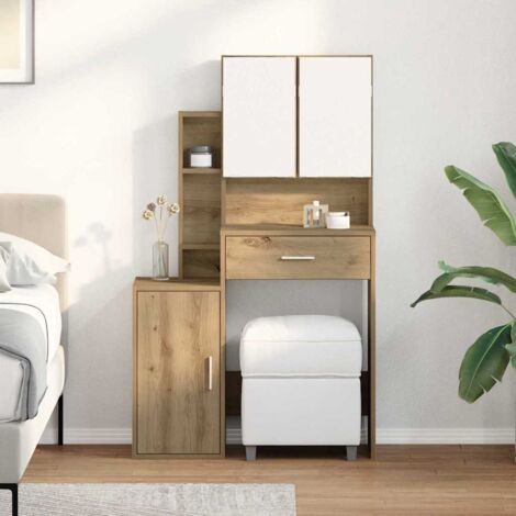 Mesa de Tocador con cajón Roble artisan 80 x 35 x 132 cm vidaXL