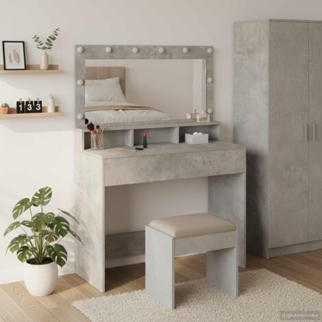 Mesa de Tocador con estante Gris hormigón 100 x 41 x 135 cm