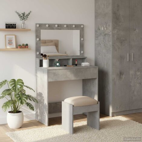Mesa de Tocador con estante Gris hormigón 79 x 41 x 135 cm