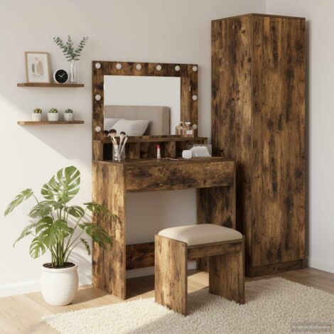 Mesa de Tocador con estante Roble ahumado 79 x 41 x 135 cm
