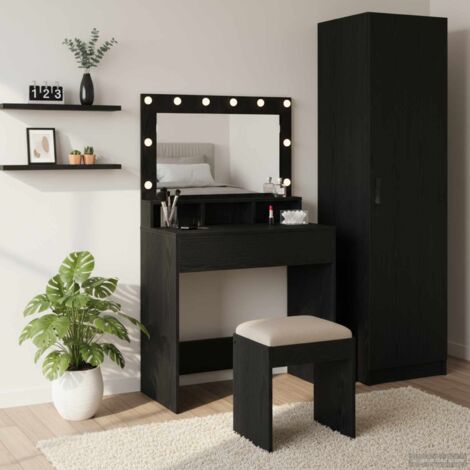 Mesa de Tocador con estante Roble negro 79 x 41 x 135 cm