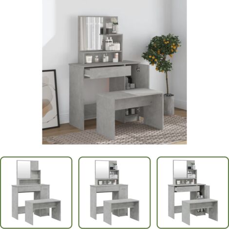 Mesa de tocador -  Juego de tocador color gris hormigón 86,5x35x136 cm