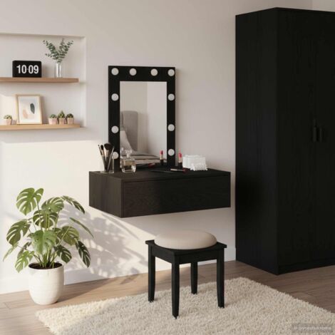 Mesa de tocador Negro 60 x 40 x 70 cm Madera contrachapada