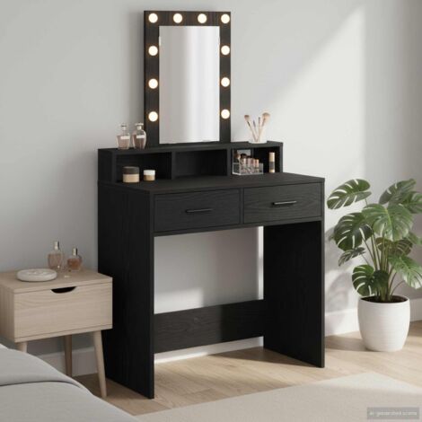 Mesa de tocador Negro 79 x 41 x 140 cm Madera contrachapada