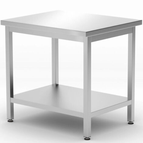 Mesa de trabajo central Budget Line con estante 800 x 600 x 850 mm - Hendi 817100