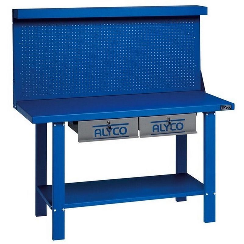 

ALYCO 192676 - Mesa de trabajo con 2 cajones con panel 1500 x 640 x 1555 mm 86 Kg