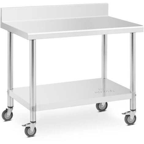 Mesa de trabajo de pared con borde sobre ruedas 1 estante 100x60 cm hasta 155 kg