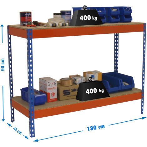 MESA DE TRABAJO SIMONWORK BASIC 2 901845-2 AZUL/NARANJA/MADERA 900x1800x450mm