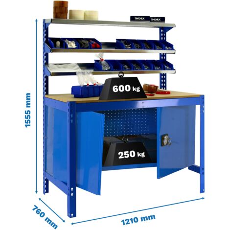 Mesa de Trabajo SIMONWORK BT 1 cabinet 1200 azul/madera