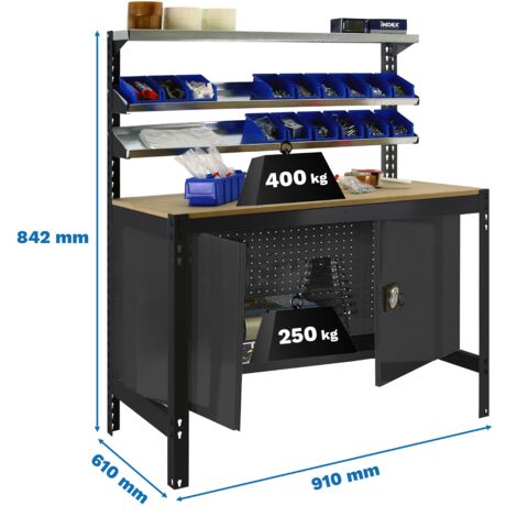 Mesa de Trabajo SIMONWORK BT 1 cabinet 900 antracita/madera