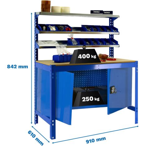 Mesa de Trabajo SIMONWORK BT 1 cabinet 900 azul/madera