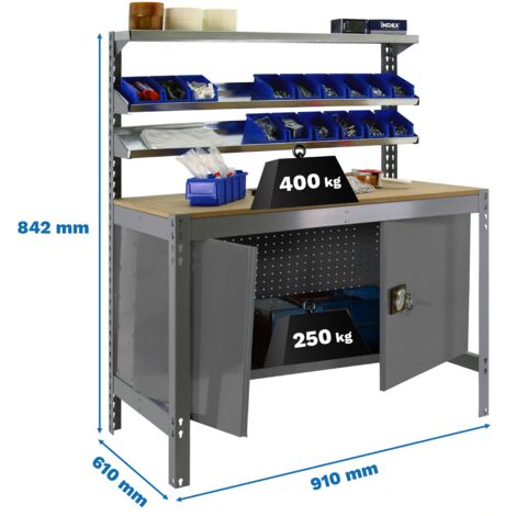 Mesa de Trabajo SIMONWORK BT 1 cabinet 900 gris/mad