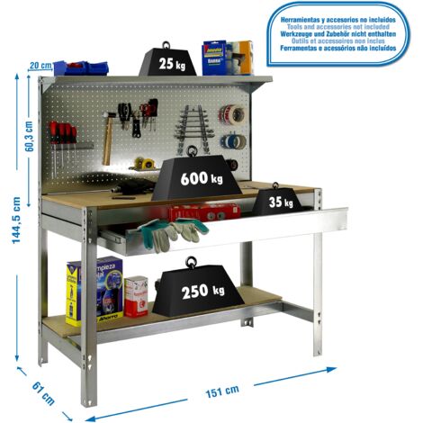 Mesa de Trabajo SIMONWORK BT 3 box 1500 galva/madera