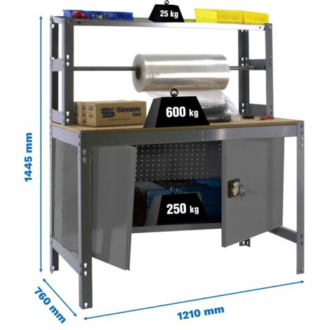 Mesa de Trabajo SIMONWORK BT 4 cabinet 1200 gris/madera