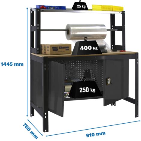 Mesa de Trabajo SIMONWORK BT 4 cabinet 900 antracita/madera