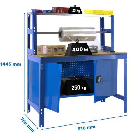 Mesa de Trabajo SIMONWORK BT 4 cabinet 900 azul/madera