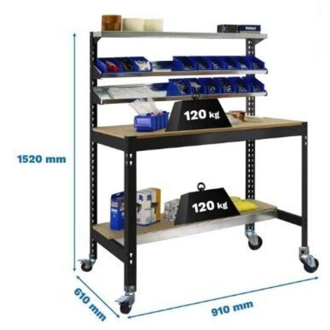 Mesa de Trabajo SIMONWORK con Ruedas BT 1 900 antracita/madera