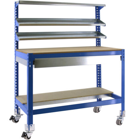 Mesa de Trabajo SIMONWORK con Ruedas BT 1 box 900 azul/madera