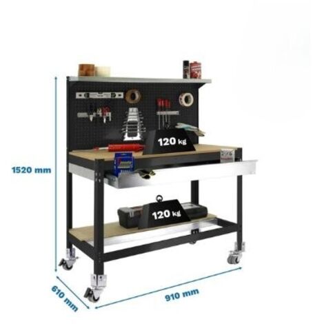 Mesa de Trabajo SIMONWORK con Ruedas BT 3 box 900 antracita/madera